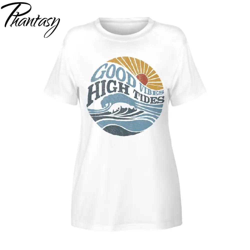 

Phantasy 2021 New Sun Rainbow Printed T-Shirt Women's Summer Fashion Casual Short Sleeve T-Shirt Breathable Loose O-Neck Tops
