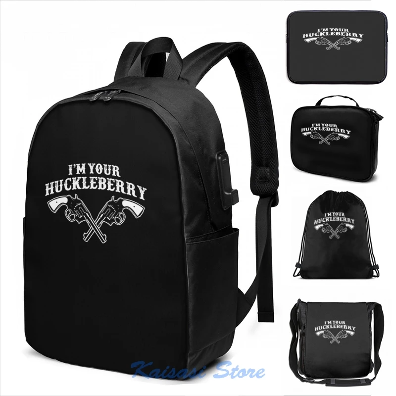 Рубашка I'm Your Huckleberry рюкзак в западном стиле с USB-зарядкой мужские школьные