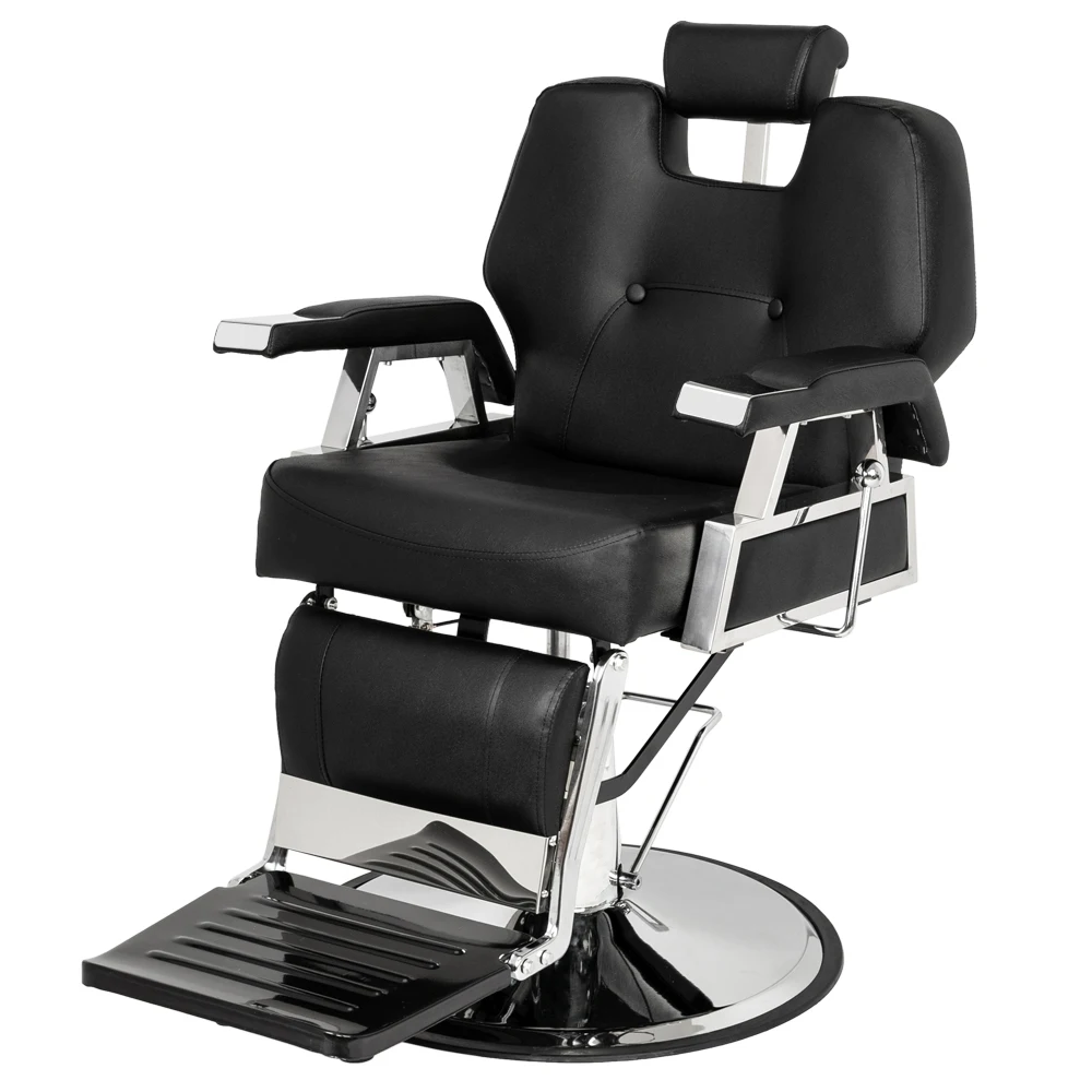 Beauty Salon Equipment Pvc Leather Case Stainless Steel Base With Iron Footrest Disc 150kg Black[us-stock]