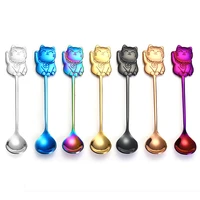 14cm creative mixing spoon high quality stainless steel teaspoon cartoon lucky cat coffee spoon children spoon cup accessories