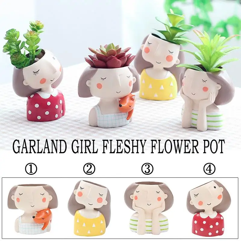 Цветочный горшок из смолы креативные цветочные горшки милая офисная статуя для