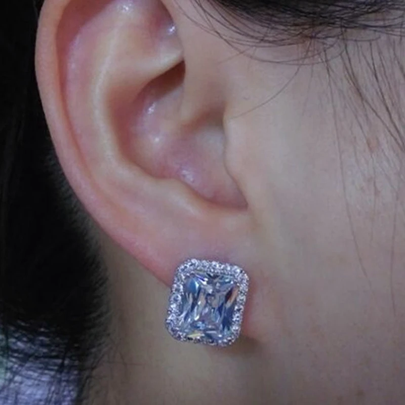 

BIJOX STORY Trendy 925 Sterling Silver Women Earring Stud Earrings Ruby Sapphire Emerald Fashion Women Jewelry Wedding Wholesale