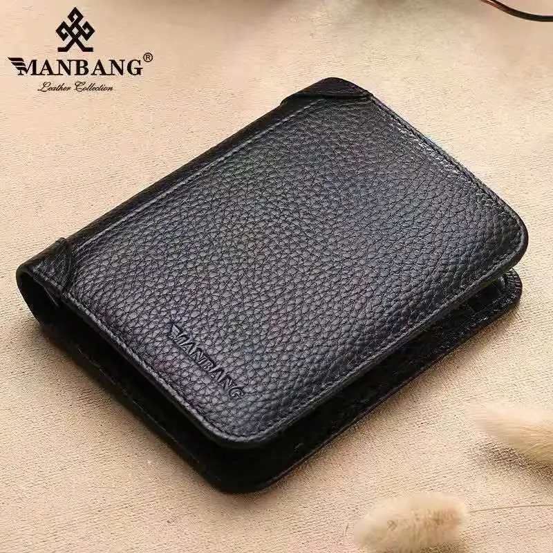ManBang 2021мужской кошелек из воловьей кожи с защитой от кражи маленький мини-кошелек