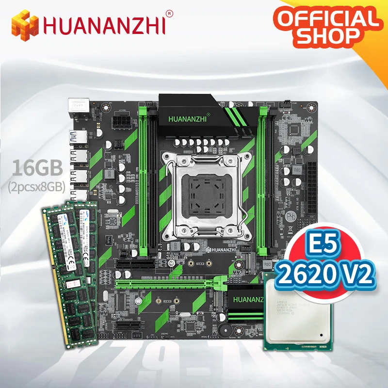 Verkauf HUANANZHI X79 ZD3 X79 Motherboard Mit Intel XEON E5 2620 V2 Mit 2*8G DDR3 RECC Speicher Combo Kit Set SATA USB 3,0 NVME NGFF M.2
