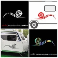 2021 new decal wave and compass car vinyl stickers for caravan art decals most vehicles camper van compass art auto sticker