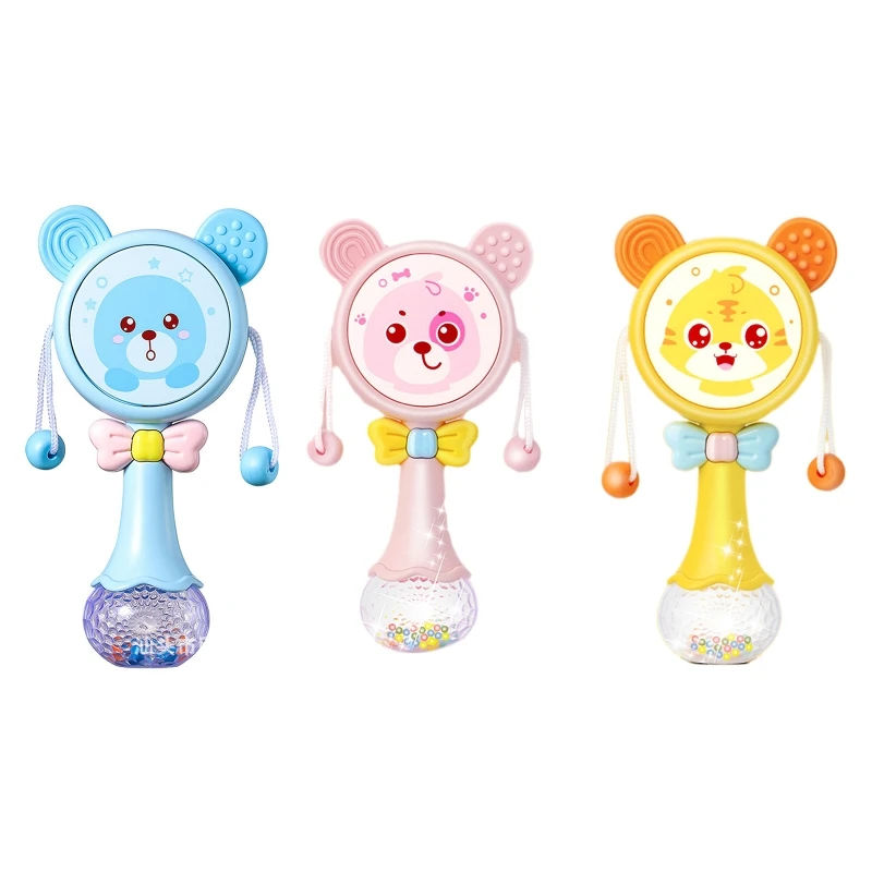 

6in Sounding Ring Shaking Toy Luminous Rattle Macara w/ Built-in Music for Infant Newborns Baby Grab Training Xmas Gift