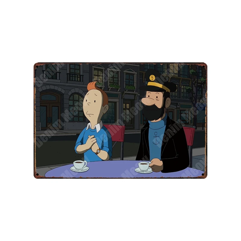 V Tintin мультфильм металлическая Оловянная вывеска Альфа арт живопись магазин настенный стикер домашний декор Tintin фильм плакат Бар Винтаж железные тарелки MN120 - Цвет: V