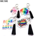 ЛГБТ флаг Радуга брелок лесбийские геи бисексулы трансгендер гордость акриловая бриллианты для женщин мужчин брелки для влюбленных ювелирные изделия