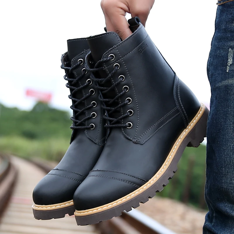 

Sneaker High Top Men's High Top Sneakers Safety Work Shoes For Men Fashion Trend Black Hightop Mens Leather Casual
