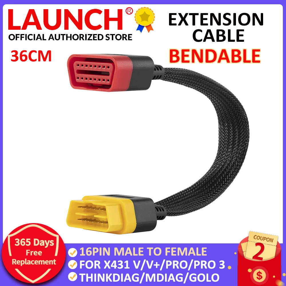 Гибкий Удлинительный кабель OBD2 16 Pin штыревой разъем для thinkdiag Easydiag
