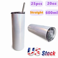 20oz 600ml sublimation cute water bottle straight glitter stainless steel skinny tumbler rainbow mugs with straw metal gym cup