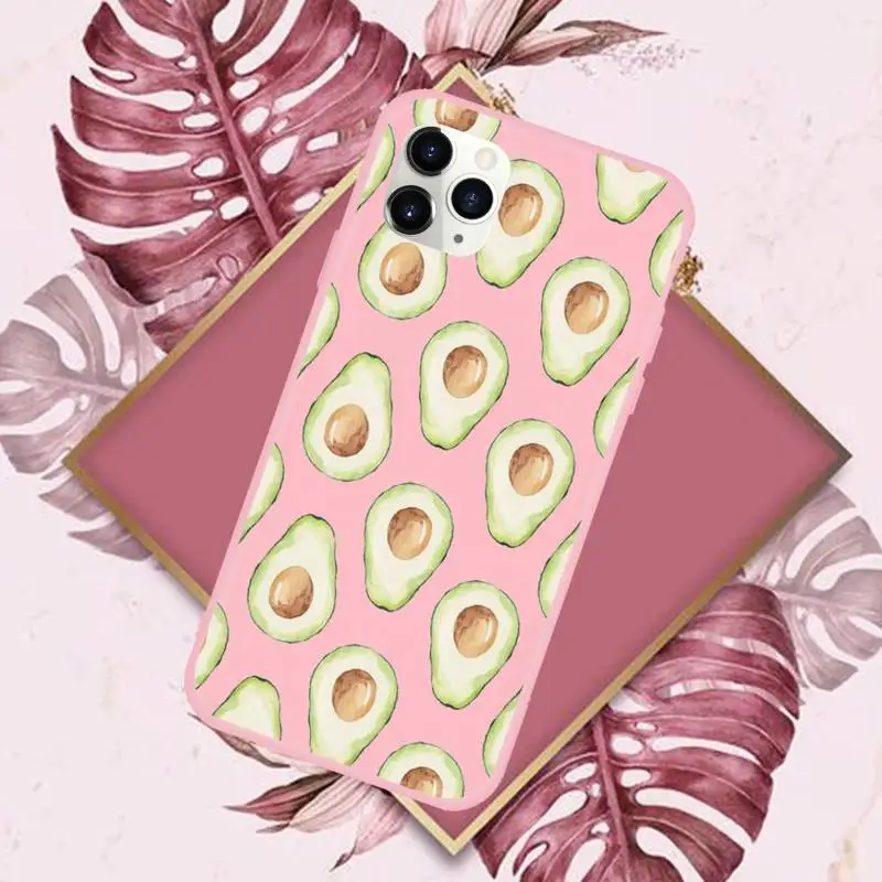 

Avocado cartoon green fruit cute Phone Case Candy Color for iPhone 6 7 8 11 12 s mini pro X XS XR MAX Plus