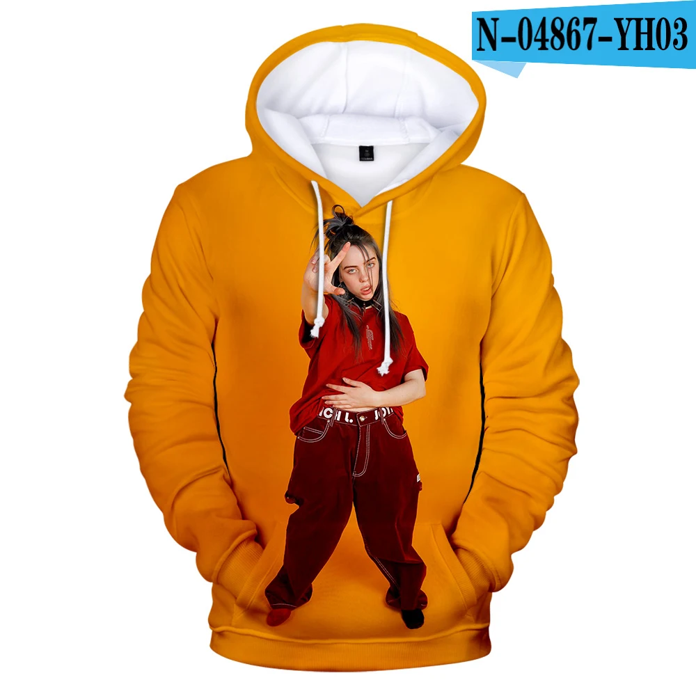 3D Оригинальные толстовки для мужчин и женщин Billie Eilish, толстовка с капюшоном, лидер продаж, осенне-зимняя модная одежда для мальчиков и девочек - Цвет: 3D
