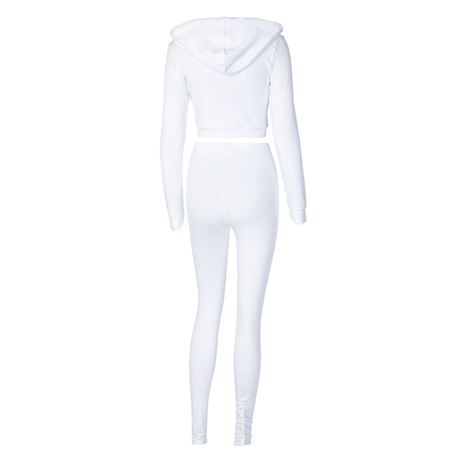

2Pcs Women Sport Outfits Female Casual Style Solid Color Long Sleeve Hoodie with Pocket Drawstring+Pants Clothes for Spring Fall