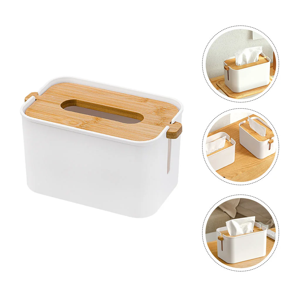 

1pc Desktop Paper Storage Box Storage Container Napkin Container (White)