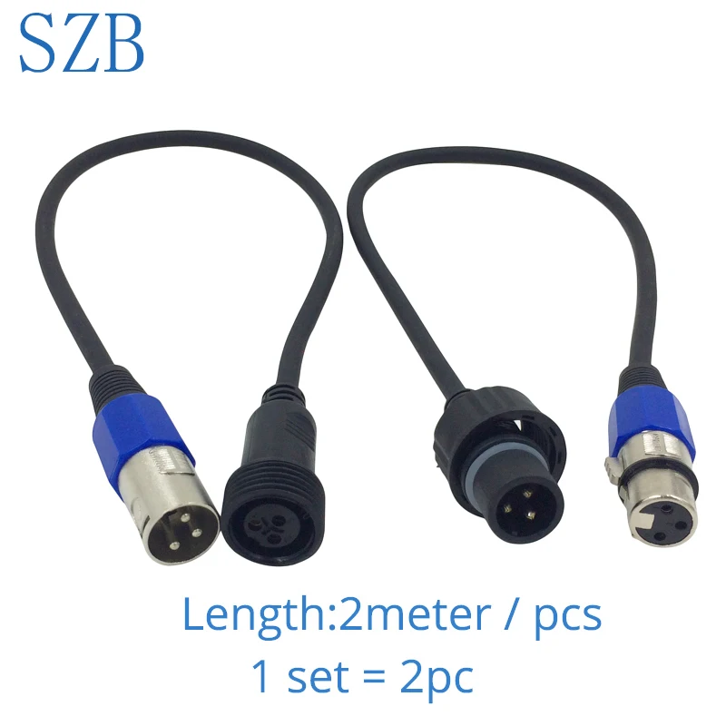 2 метра SZB 3 pin DMX In and Out новейший водонепроницаемый разъем для движущейся головки