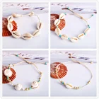 Браслеты-анклеты в стиле бохо для женщин, винтажные металлические пляжные браслеты на ногу из белых ракушек под золото, носятся на ногах, Подарочная бижутерия для вечеринок