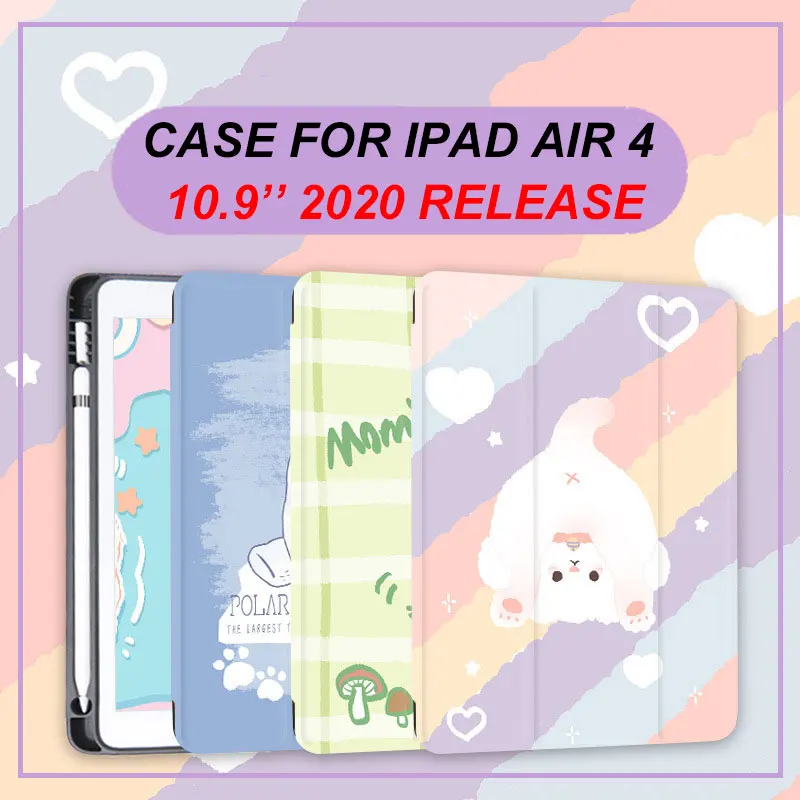 

Case for iPad Air 4 2020 With Pencil Holder Smart Magnetic Tri Fold Stand Anime Cute Tablet Cover Case for iPad Air 2020 10.9