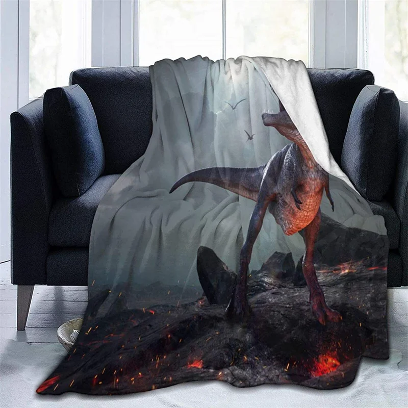 

3D Tyrannosaurus Rex Near Extinction Navajo Cubre Camara Green Throw Blanket 3D Print On Demand Sherpa Super Comfortable