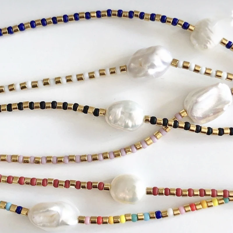 Ожерелье Из Жемчужного прекрасные бусины в горошек барокко для мужчин и женщин