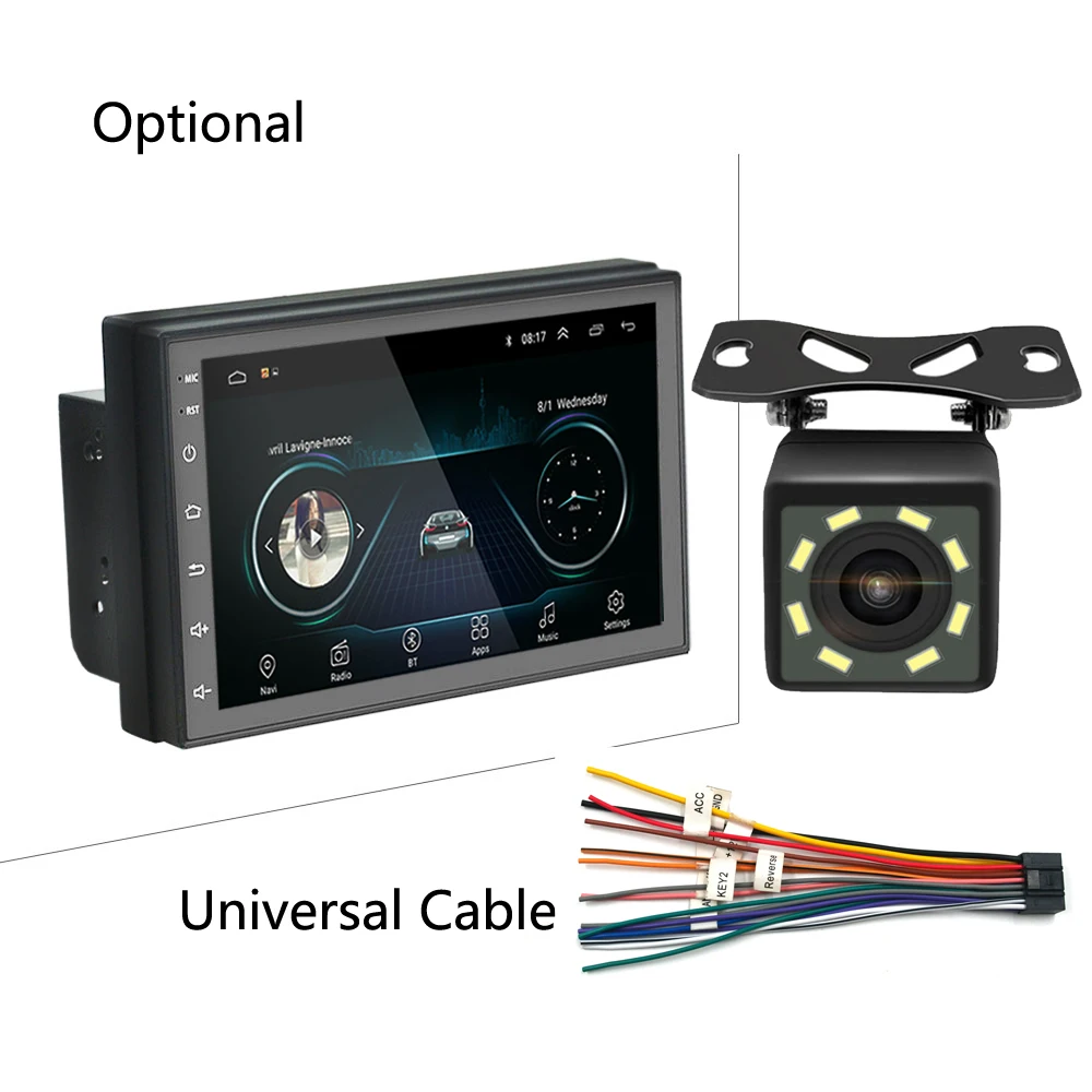 

Автомагнитола 2 din, 7 дюймов, Android 8,1, без DVD-плеера, GPS-навигация, Wi-Fi, Bluetooth, mp5-плеер, камера заднего вида