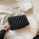 Модная женская однотонная сумка-мессенджер через плечо из искусственной кожи с сетчатым рисунком, повседневная женская маленькая сумка на цепочке с клапаном