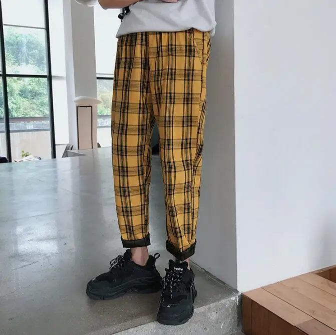 Брюки султанки мужские/женские прямые в клетку|Брюки| |