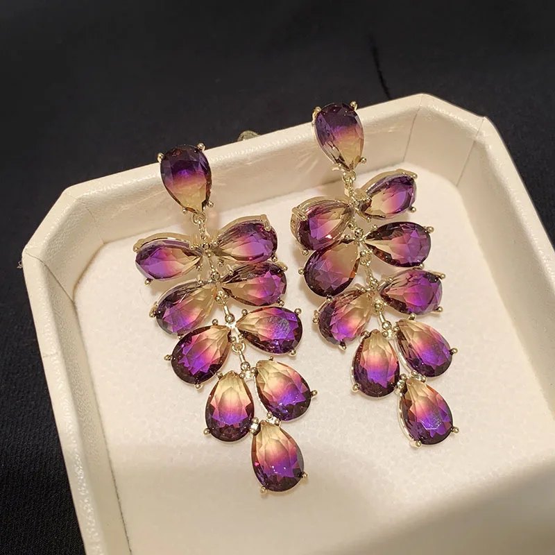 

Gradient Purple Earrings For Women Trendy Earring Gift To Girlfriend Holiday Gifts Temperament Earrings Fashion Jewelry 2021