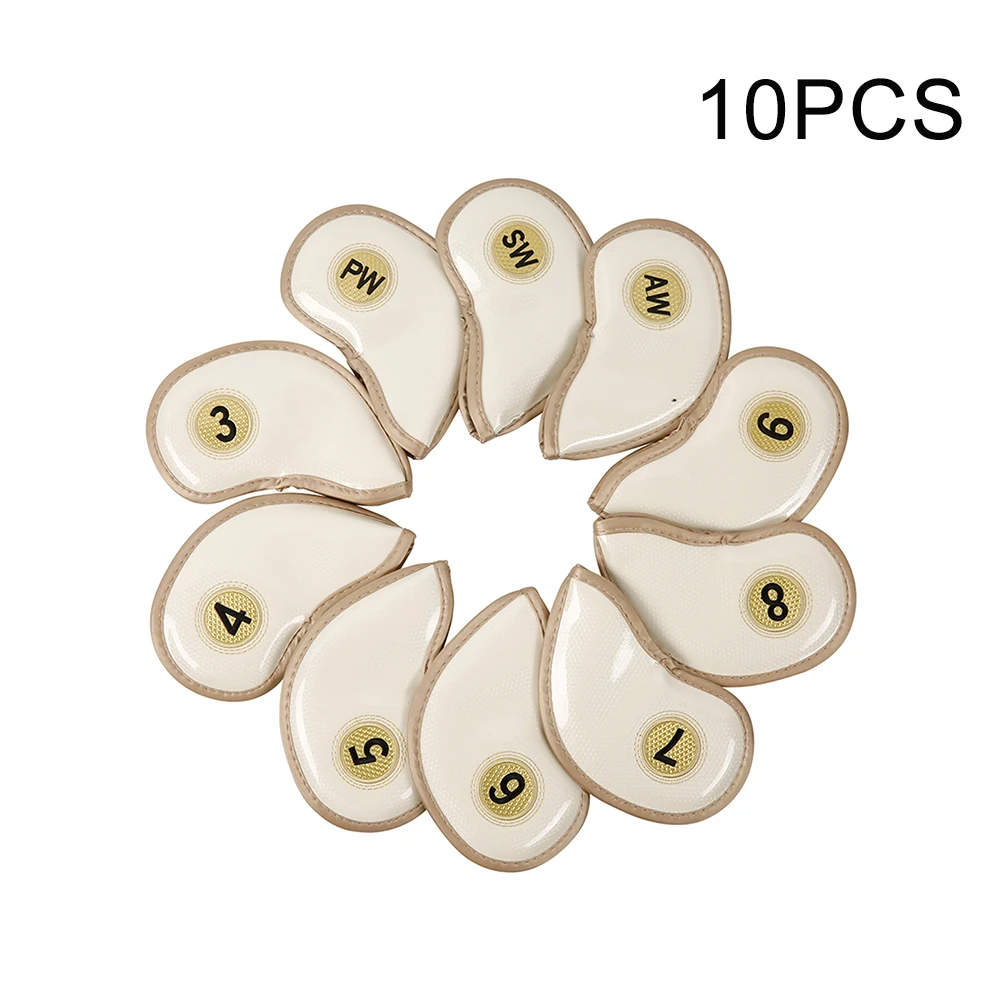 

10pcs Sports Portable Golf Club Durable Putter Dustproof Universal Protector Number Printed Outdoor Iron Head Cover PU Leather