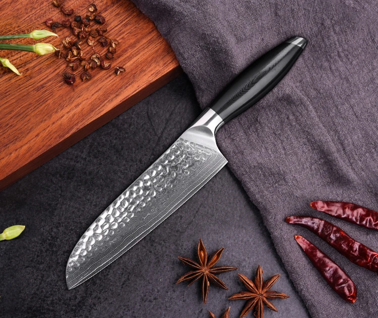 Кухонный нож Santoku Дамасские стальные ножи повара 6 дюймов Hammared узор VG10 пустая головка для стержня острый резак нож для нарезки мяса инструменты