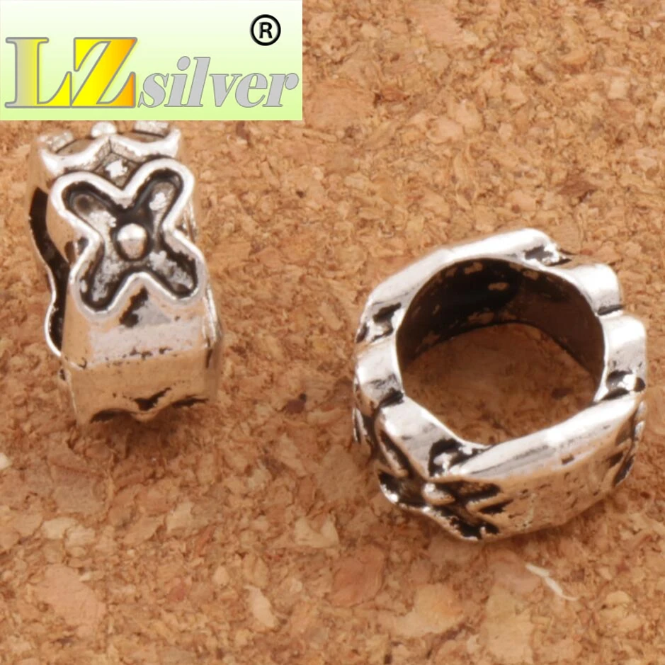 Dots Cross Flower Circle Spacer 10x10x5mm 200pcs Zinc Alloy Big Hole Beads Jewelry DIY L1366