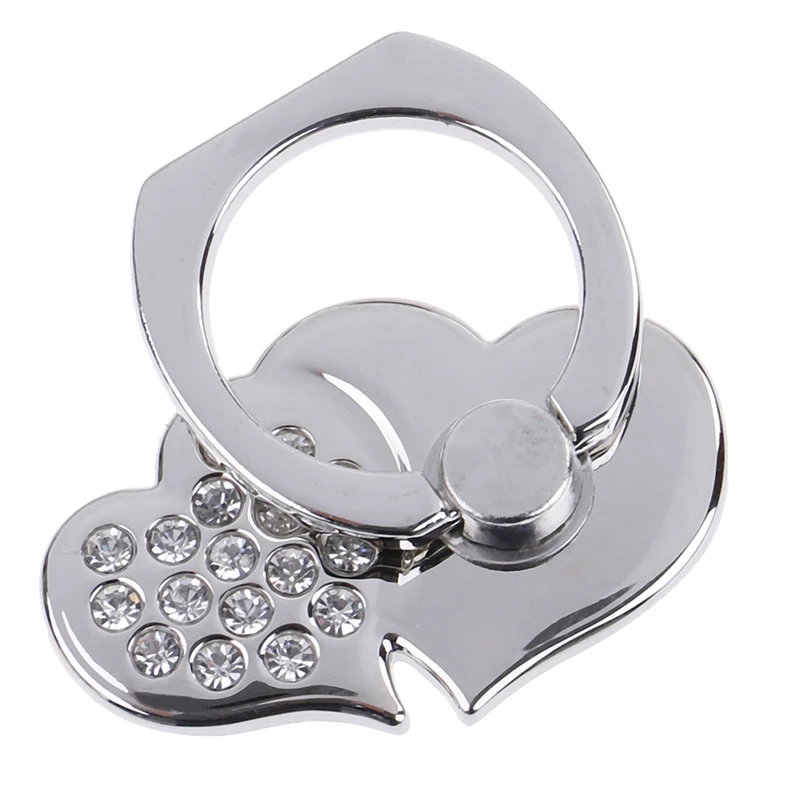 Бриллиантовый держатель для сотового телефона с двойным сердцем на 360 градусов