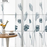 tps leaves sheer curtains for living room bedroom tulle curtains for the room kitchen solid finished window treatment panels