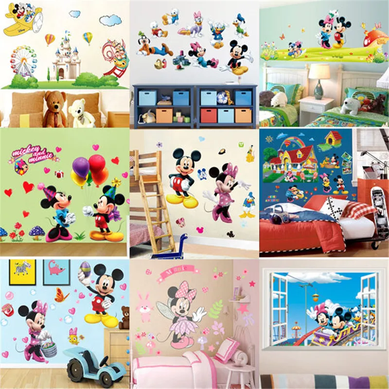 3D Мультяшные милые наклейки на стену домашние детская комната спальня роспись