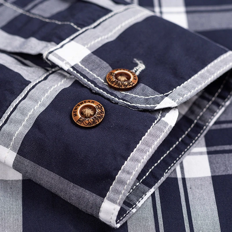 AOLIWEN brand men 100% cotton brushed Yellow White plaid shirt spring button casual trend vacation long sleeve slim fit shirts