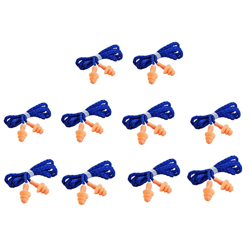 Мягкие силиконовые беруши со шнуром 10 пар многоразовые для защиты слуха | Спорт и