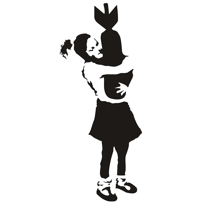 BANKSY на стену Наклейка девушка HUGING BOMB художественная переводная наклейка с