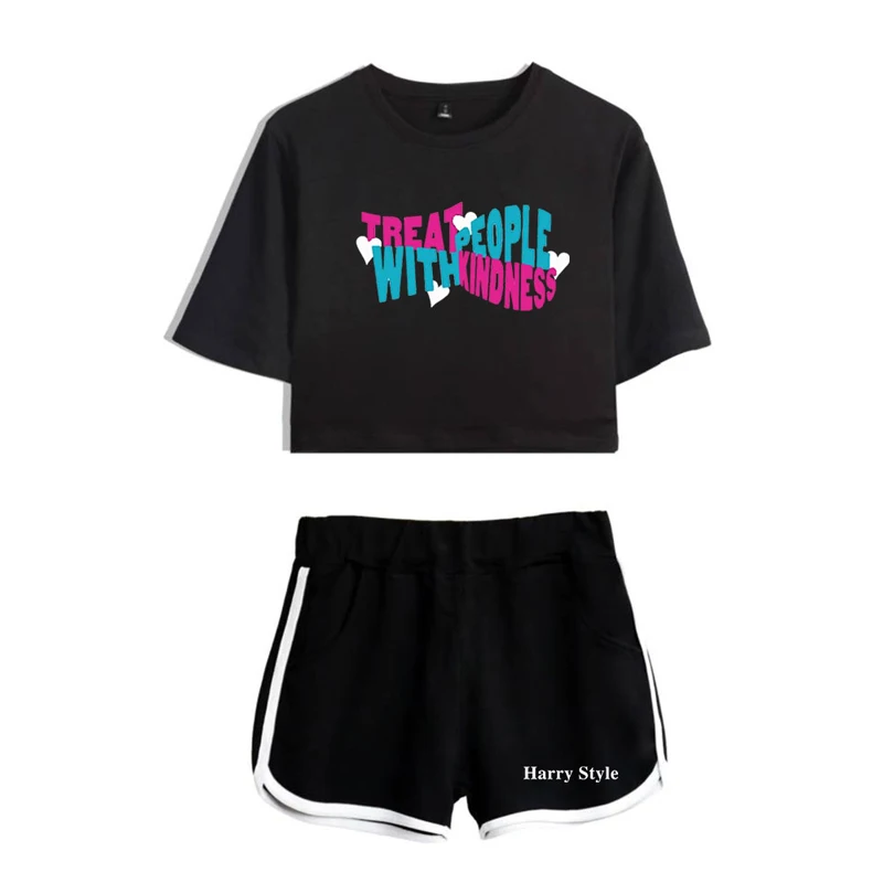 

Harry Styles Set Shorts + Lovely T-shirt Harajuku Streetwear Hot Girl Sets Fashion Casual Two Piece Set Pullover Print Summer