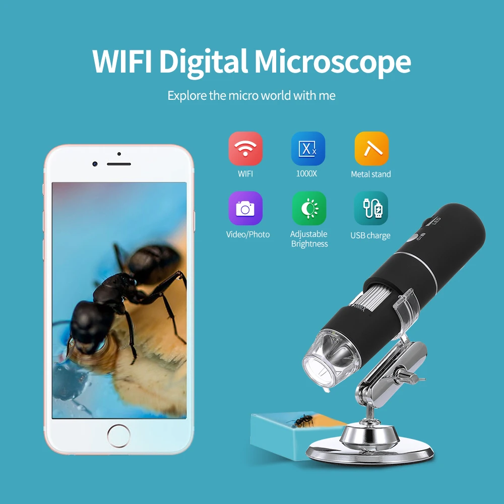 Беспроводной Цифровой Микроскоп HD 1080P wifi микроскоп увеличение мини Карманный ручной микроскоп камера с 8 светодиодный светильник