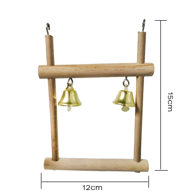 

1PC Wooden Birds Cage Perch Cage Hanging Wood Birds Perch Parrot Toys Stand Holder Natural Wood Swing Pet Supplies
