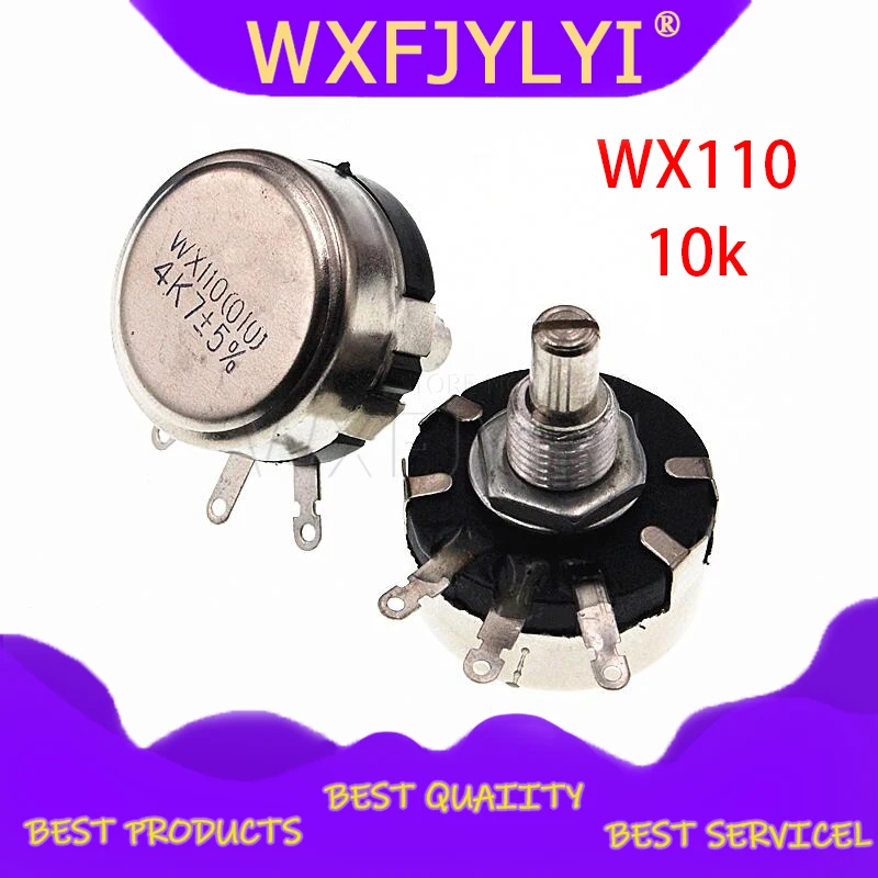 

5 шт. WX110 (010) 6 мм круглый металлический вал 10k ohm с одним поворотом проволочный резистор с потенциометром