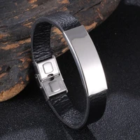black leather bracelets for men women jewelry bracelets bangles stainless steel casual personalized bangle bb1181