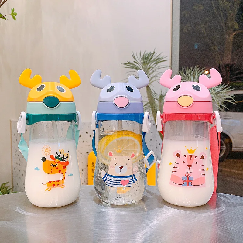 Новая Милая чашка с оленьими рогами детская для воды пластиковая крышка бомбой