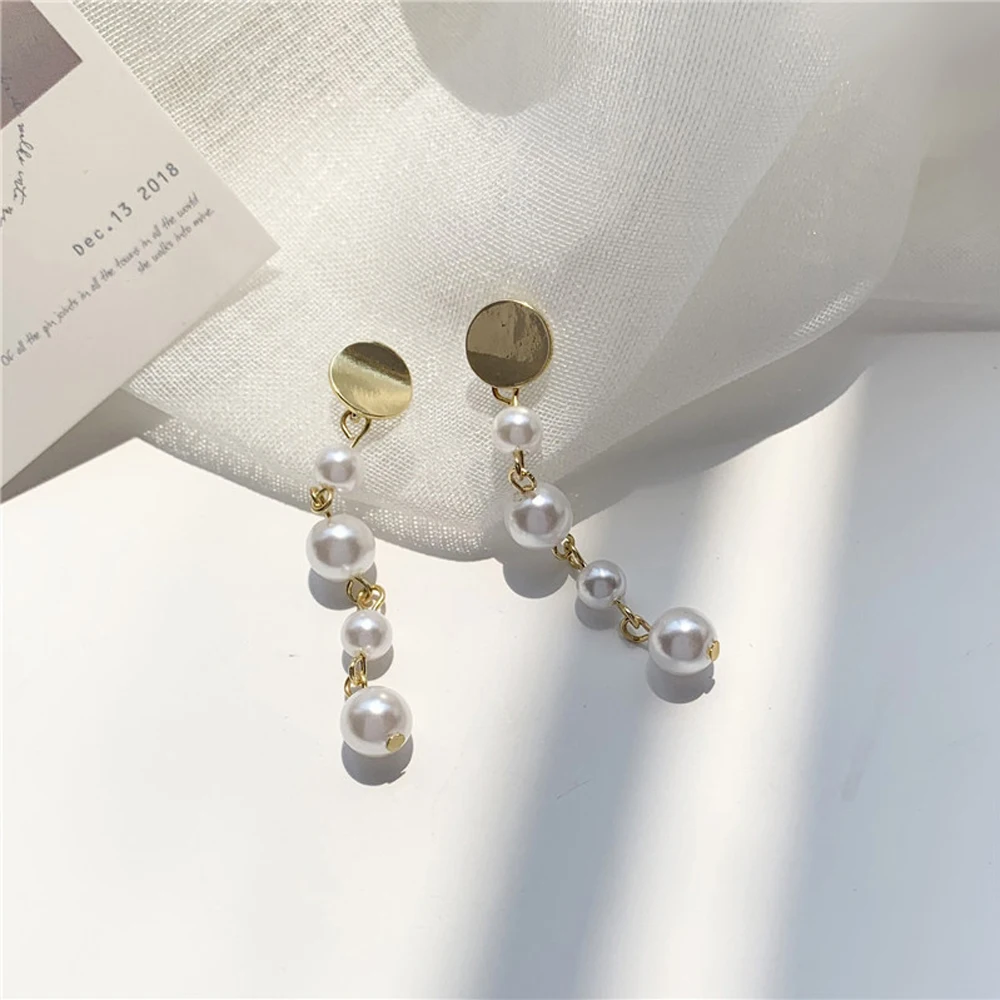 

2021 Han Edition Stud Earrings Long Tassel Imitation Pearl Earrings Women Fashion And Personality Temperament Jewelry Gifts