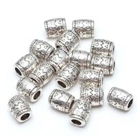 30pcs retro silver tone big hole loose spacer metal zinc alloy tube beads for diy bracelet wholesale accessories for needlework
