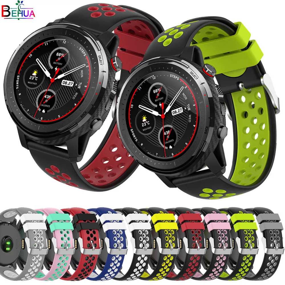Ремешок BEHUA для часов сменный силиконовый браслет huami Amazfit Stratos 3 2 2s pace 22 мм|Ремешки