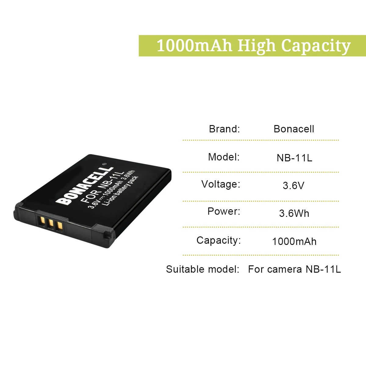 

1000mAh NB-11L NB11L NB 11L Battery For Canon PowerShot SX410 SX400 IS ELPH 320 340 A2300 IS A2400 IS A2500 A2600 A3400