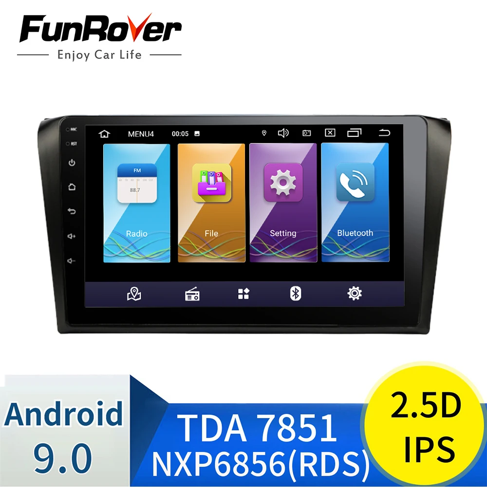 Funrover 2.5D+ ips 2 Din android 9,0 Автомобильный мультимедийный dvd Радио для Mazda 3 Mazda3 2004-2009 Автомобильный dvd gps навигации стерео проигрыватель