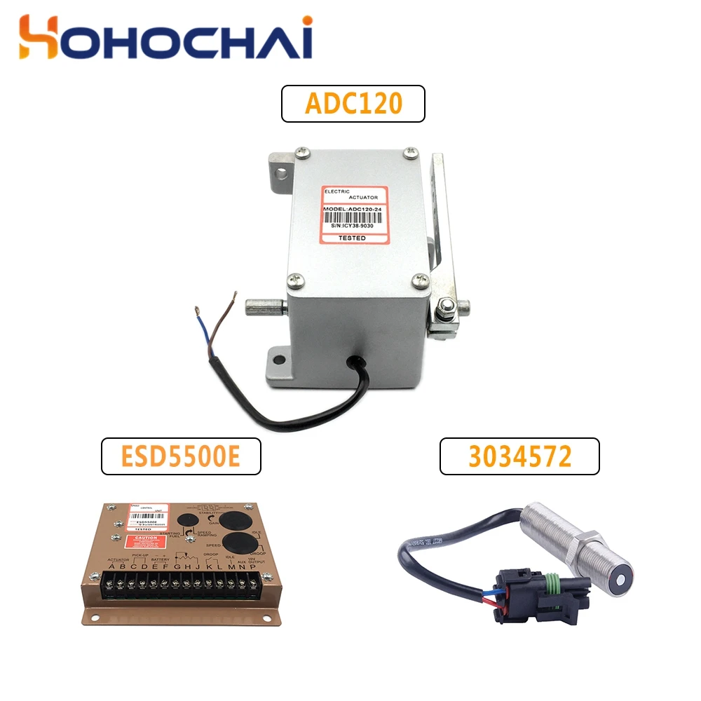 Kit de actuador de generador ADC120, 12V o 24V, con controlador de velocidad ESD5500E y Sensor de recolección 3034572 para motor diésel