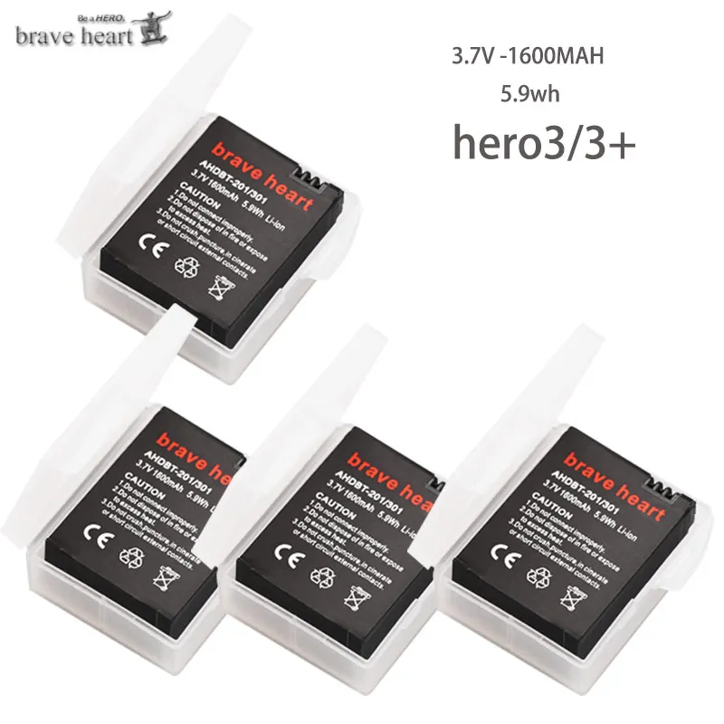 4battery Go Pro hero 3 3+ gopro3 gopro 3 hero 3 батареи для Gopro hero 3 3+ Black Edition белый серебряный выпуск HD камеры аксессуары - Цвет: 4battery